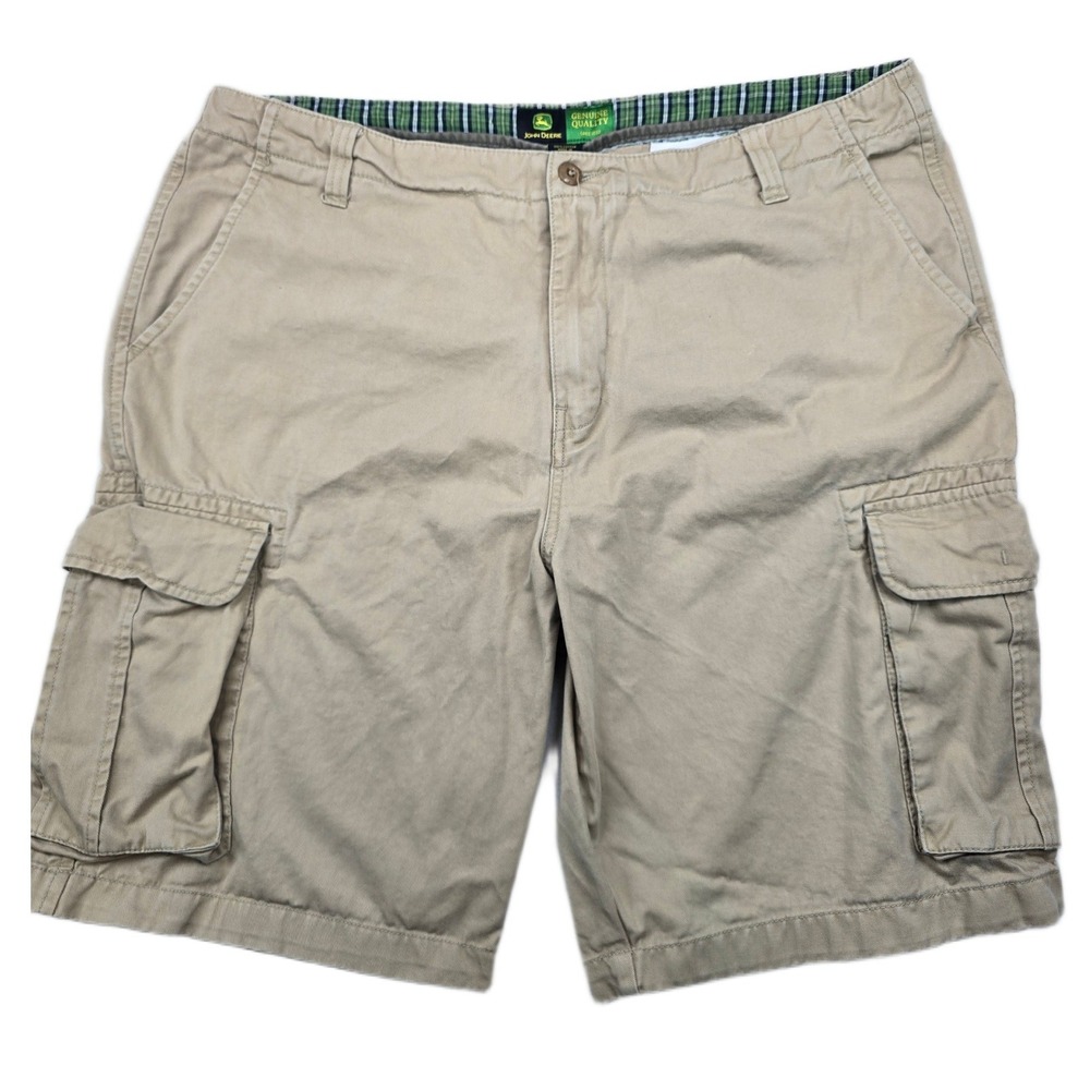 John Deere Cargo Shorts Mens 40 Tan 100% Cotton Casual Workwear Utility Shorts